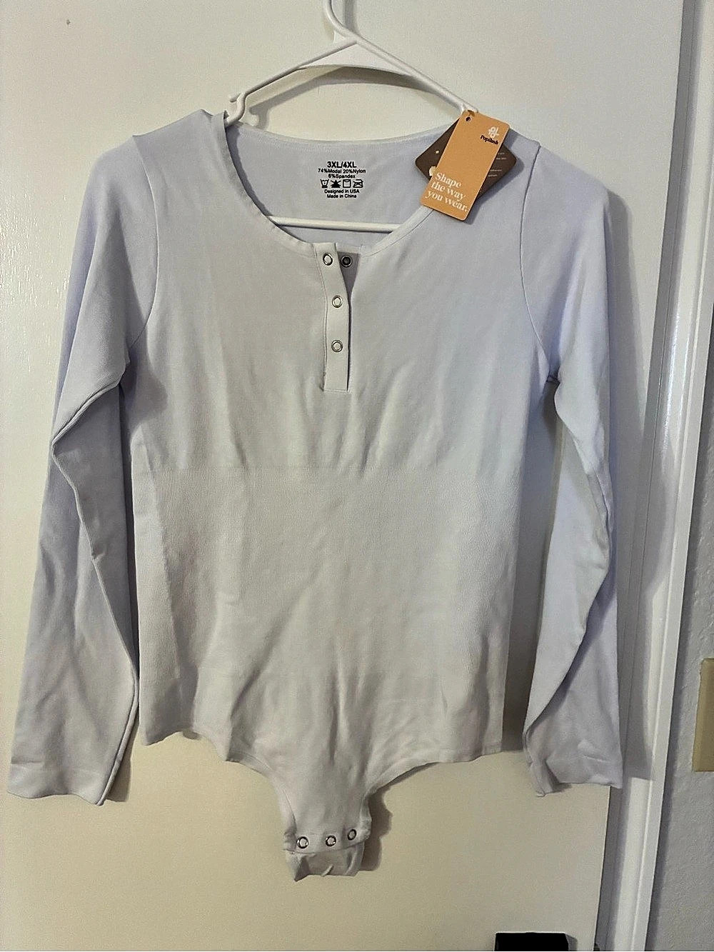 Popilush Modal Blend Henley Neck Shapewear Bodysuit